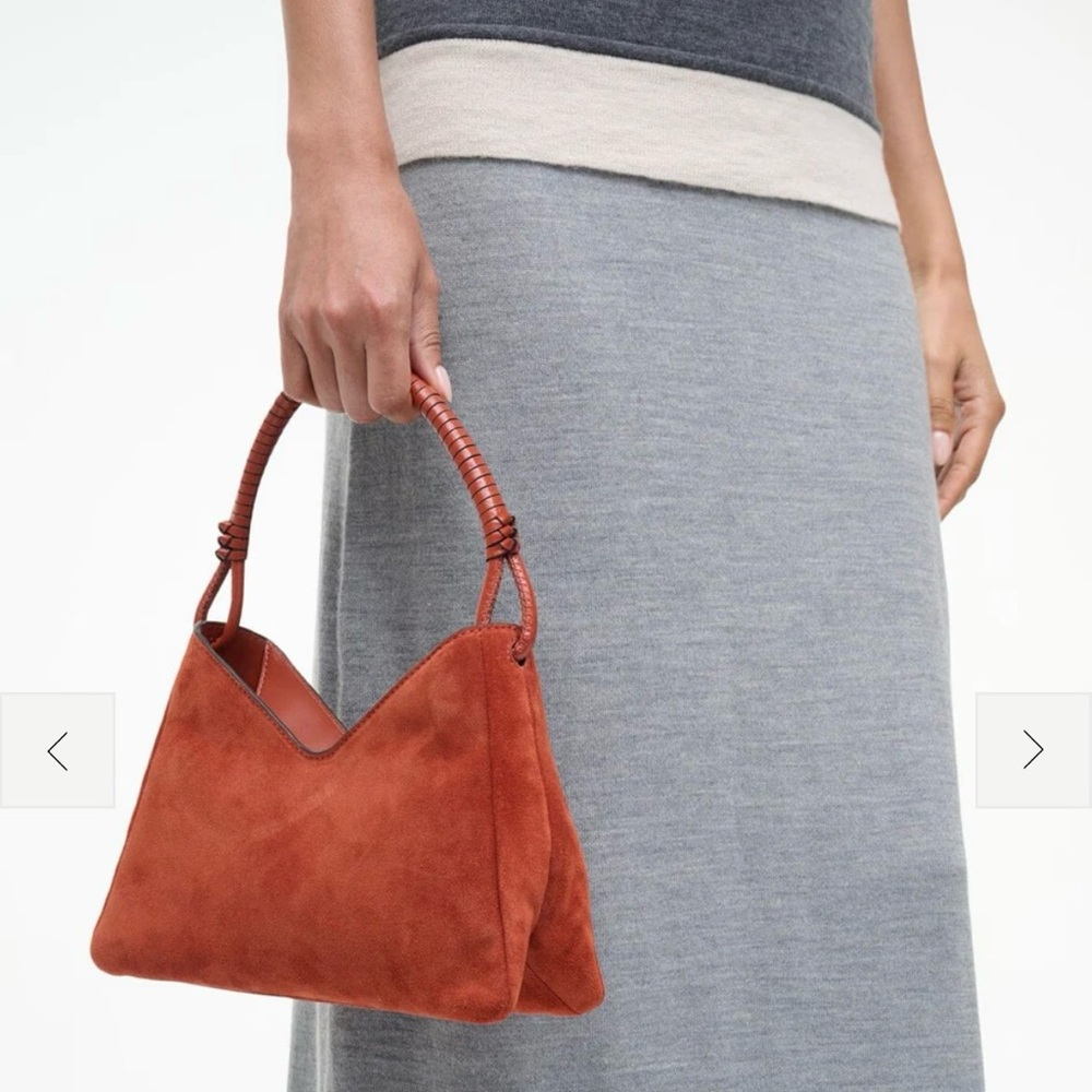 STAUD VALERIE SHOULDER BAG AUBURN SUEDE